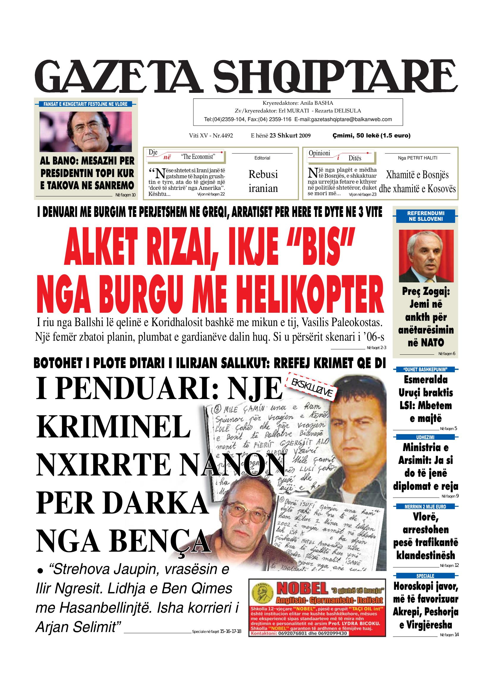 Gazeta Shqiptare 2009-02-23